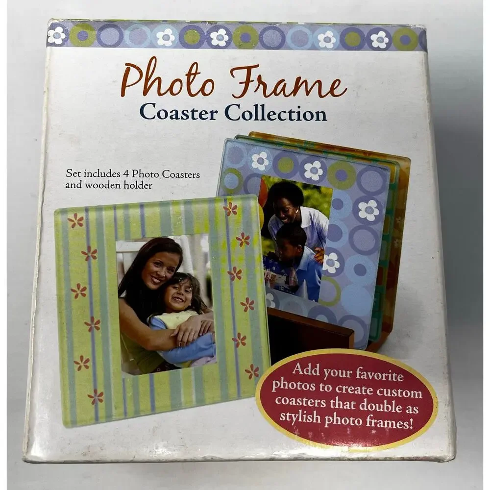 Photo Frame Coaster Collection Set of 4 Photo Coasters New in Box